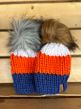 Load image into Gallery viewer, Hockey Fan Blue, Orange &amp; White Nokhu Beanie