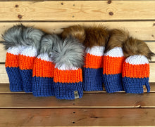 Load image into Gallery viewer, Hockey Fan Blue, Orange &amp; White Nokhu Beanie