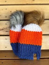 Load image into Gallery viewer, Hockey Fan Blue, Orange &amp; White Nokhu Beanie