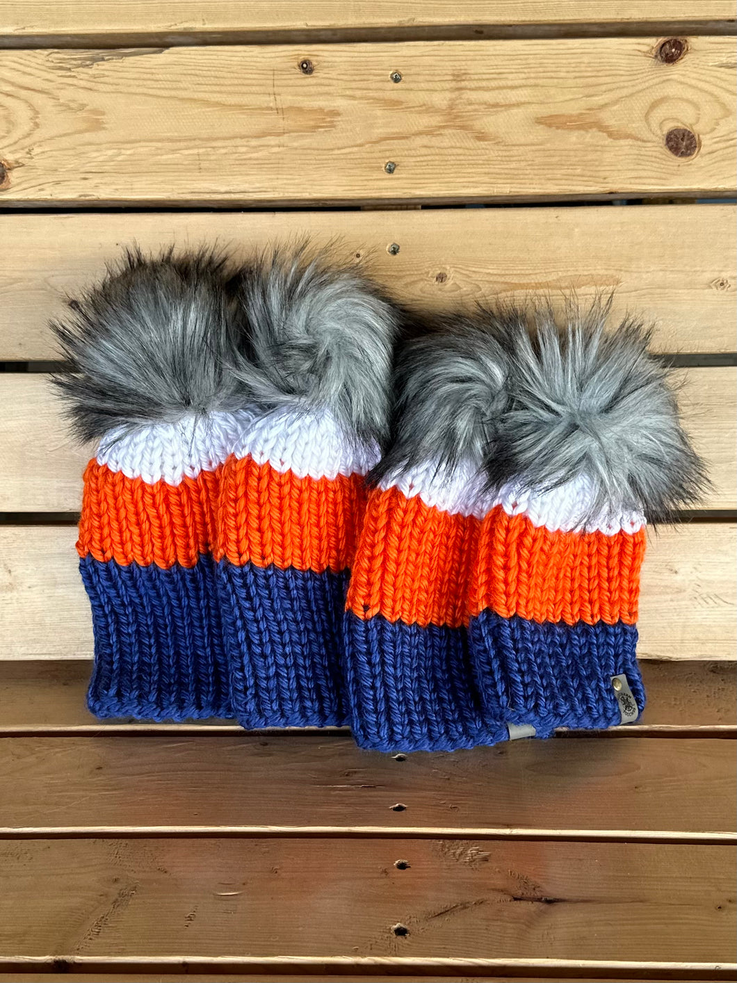 Hockey Fan Blue, Orange & White Nokhu Beanie