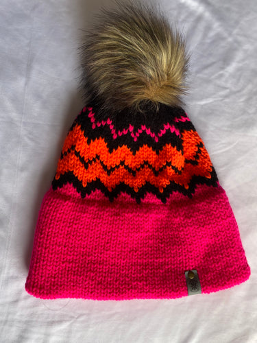 Adult/Ladies Neon Pink and Orange and Black Crosby Hat