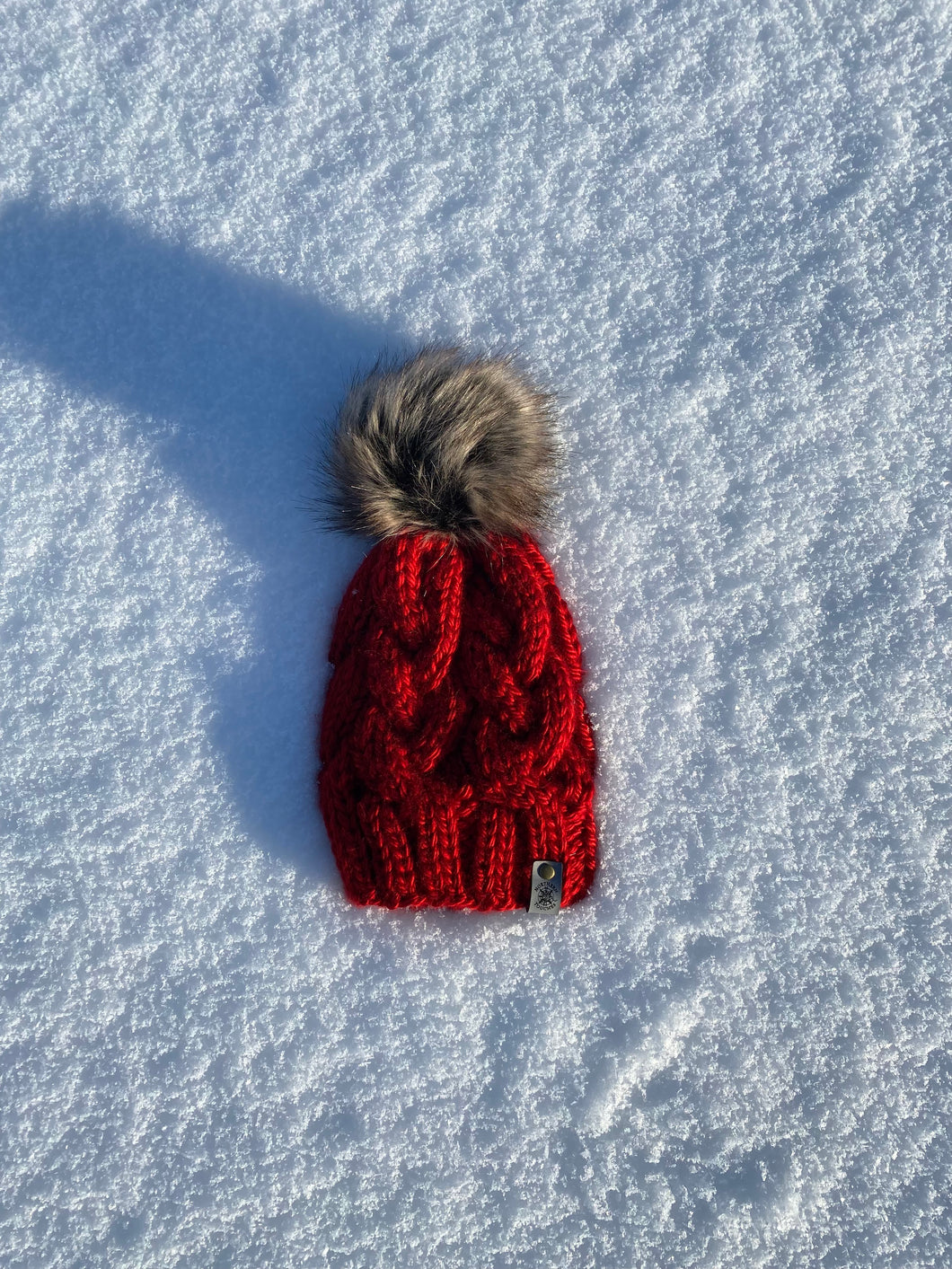 Child's Red Braided Cable Beanie